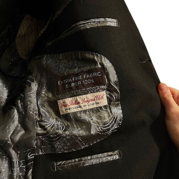 Ezra K Karako Black Textured Suit Jacket Blazer Men’s 36S - Picture 6 of 8